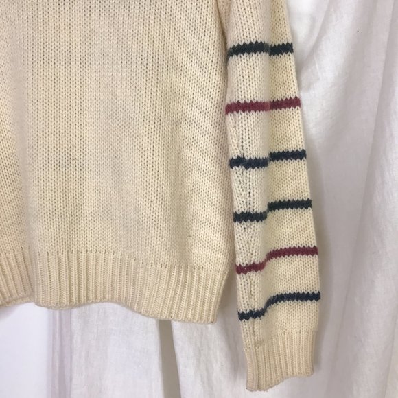 Beams Heart Japanese Striped White Sweater Minimal - Picture 5 of 7